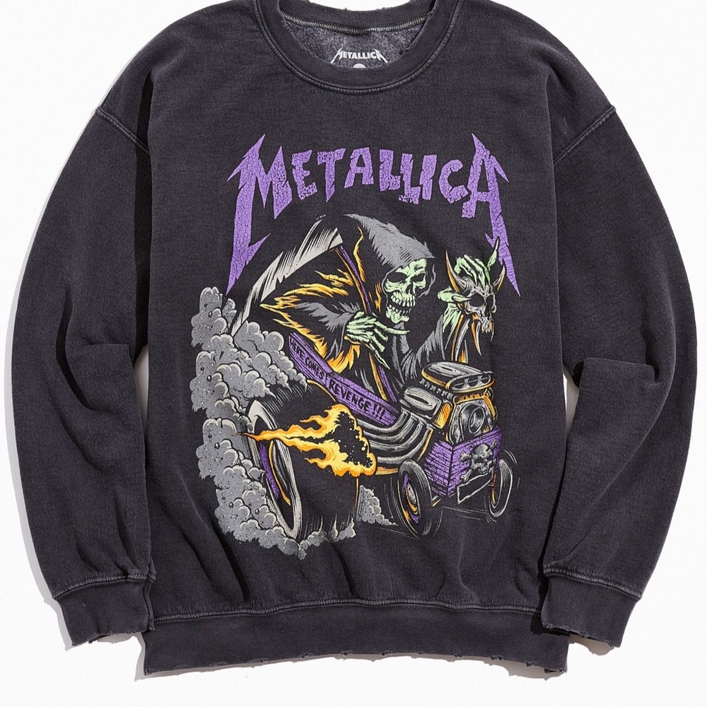 Metallica Distressed Washed Crew Neck Sweatshirt UO S/M